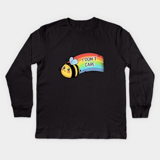 Bee - I don't care Kids Long Sleeve T-Shirt